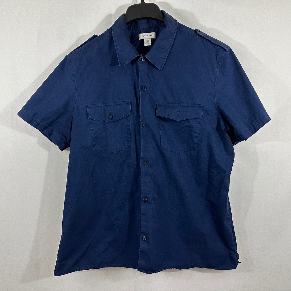 Calvin Klein Shirt Men's Short Sleeve Navy Blue Size XL